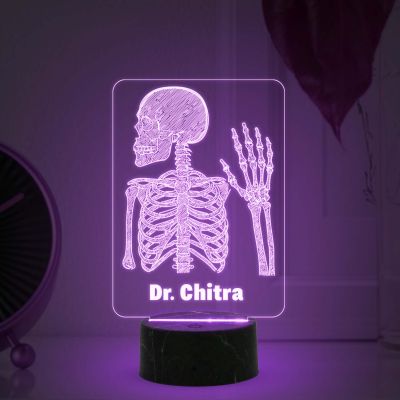 Personalized 3D Illusion Skeleton Lamp Gift for Radiologist Doctor Gift for Medical Students Doctor Clinic Desk Table Lamp with Automatic Color Changing Light